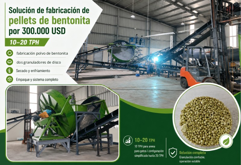 Granulación de arena para gatos a base de bentonita
